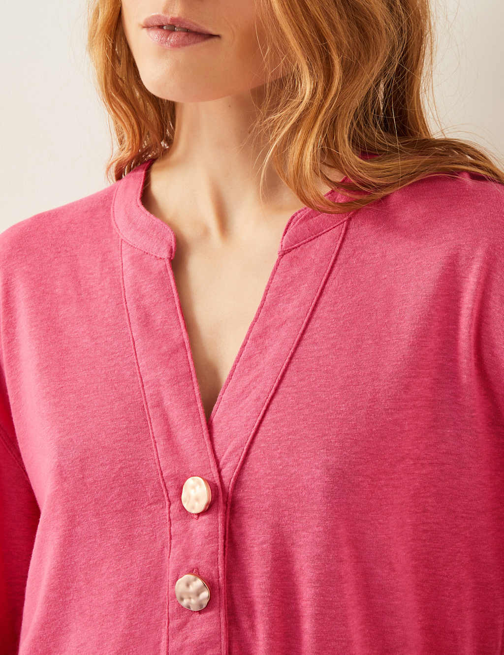 Linen Rich Button Detail Top 2 of 4