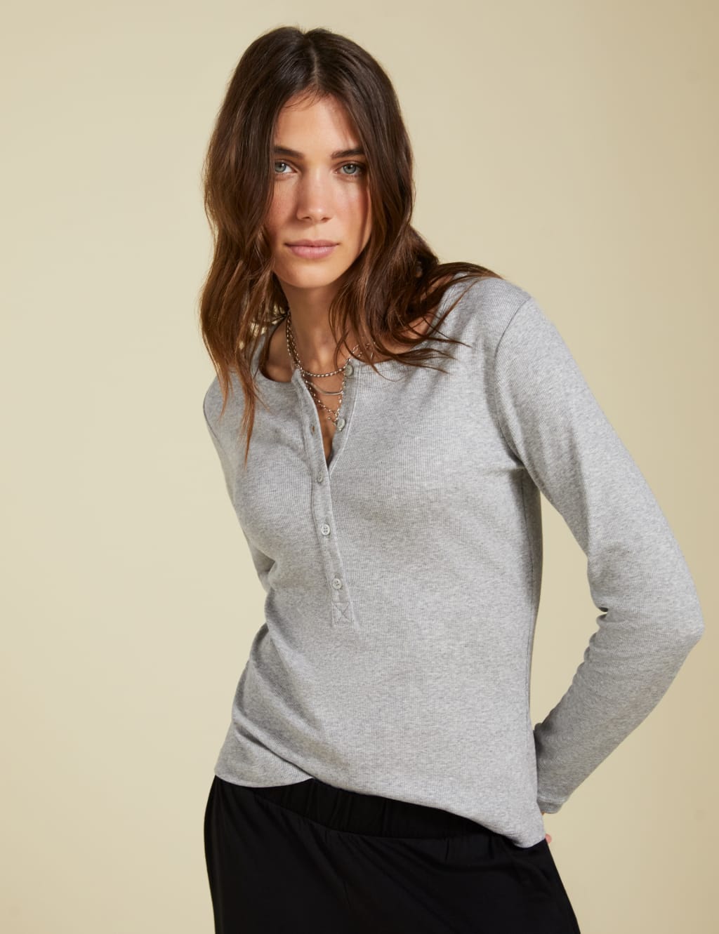 Lyocell Rich Fitted Henley Top 3 of 5
