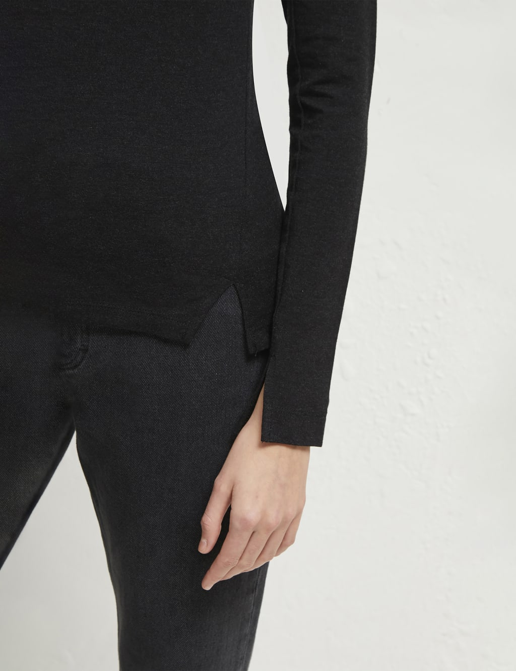 Jersey Roll Neck Fitted Long Sleeve Top 3 of 4