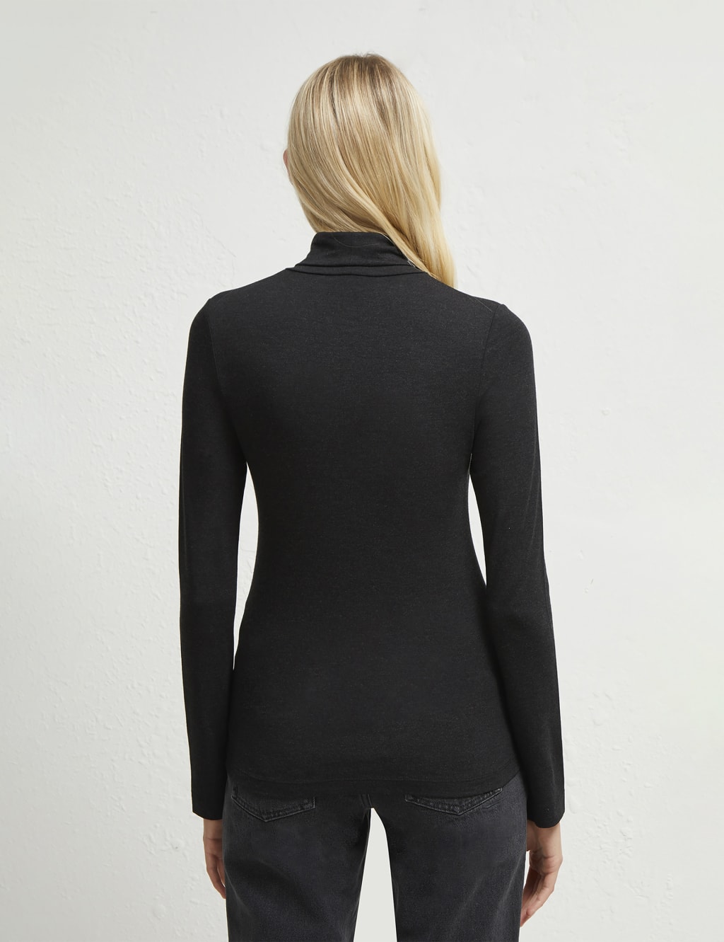 Jersey Roll Neck Fitted Long Sleeve Top 4 of 4