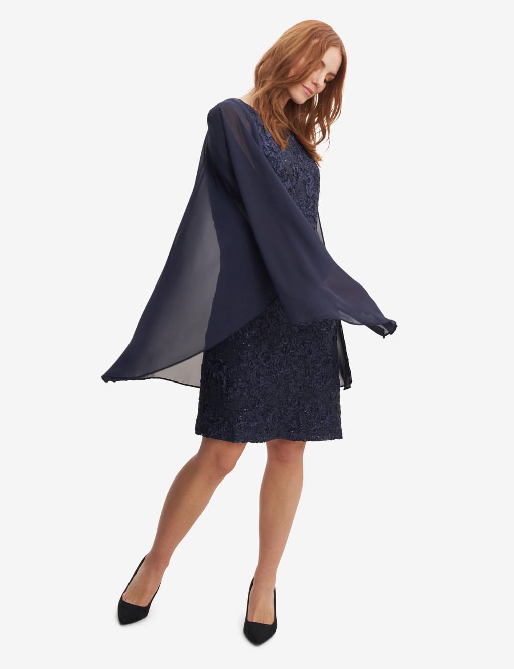 Lace Knee Length Shift Dress with Jacket Gina Bacconi M S