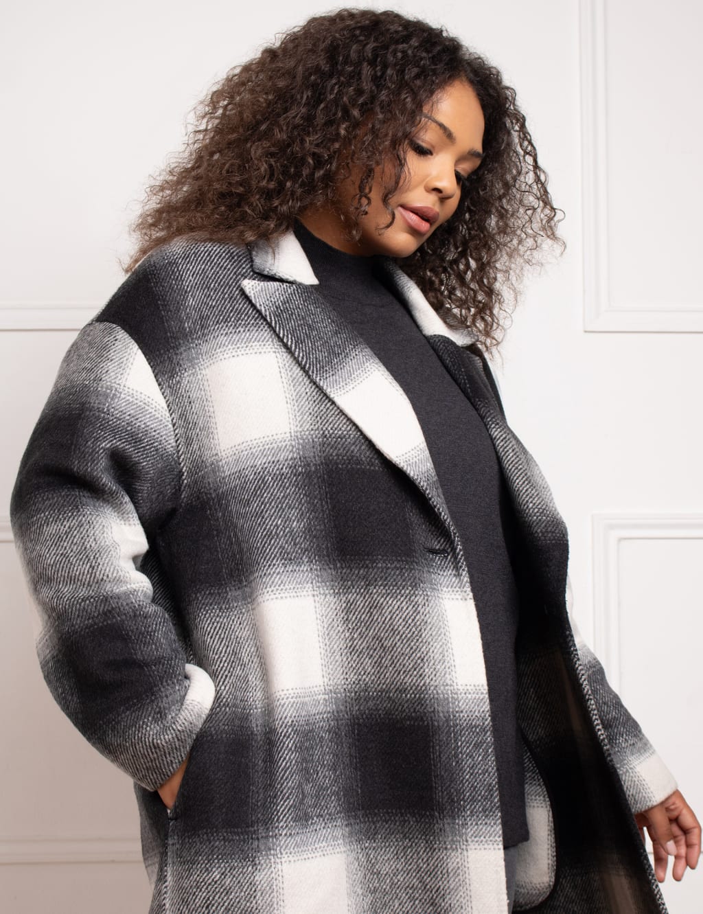 Black and white checkered peacoat shop