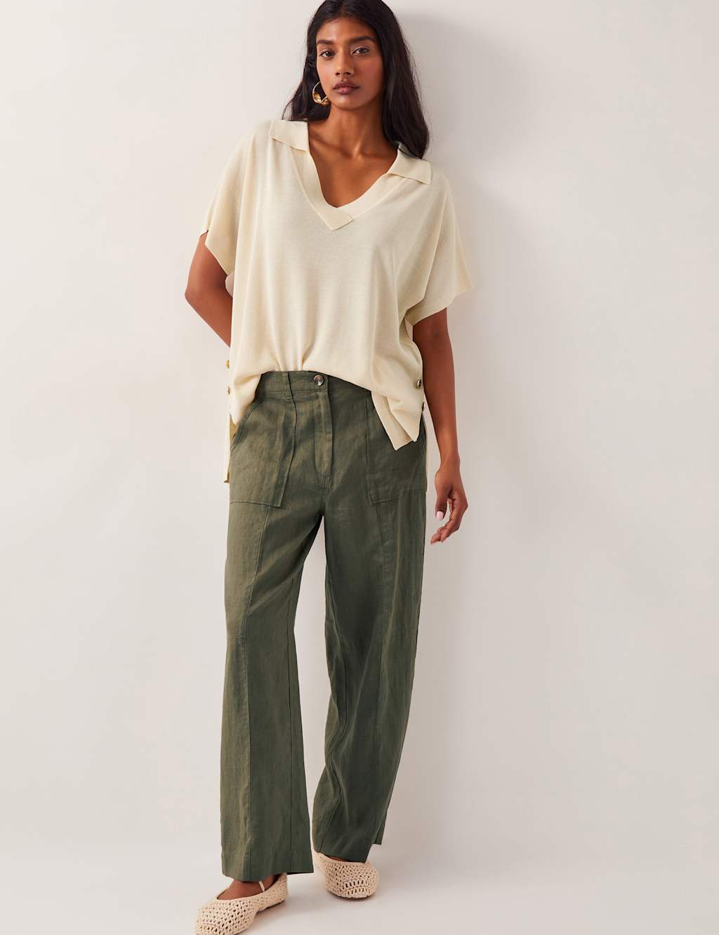Pure Linen Regular Straight Leg Trousers 3 of 4