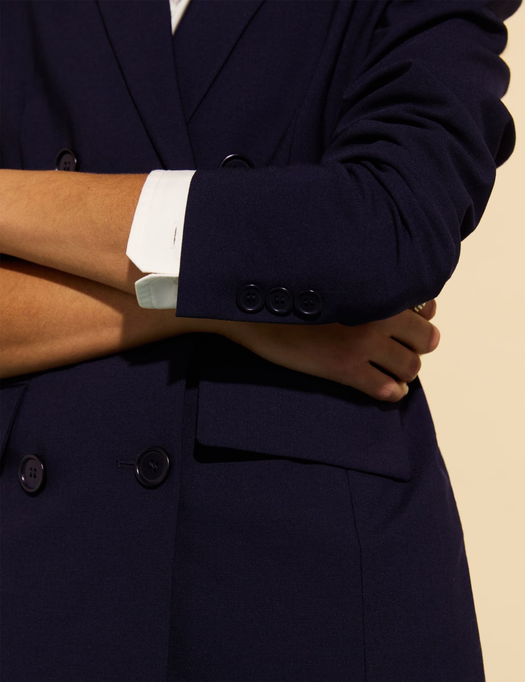 Wool Blend Tailored Double Breasted Blazer 3 of 4