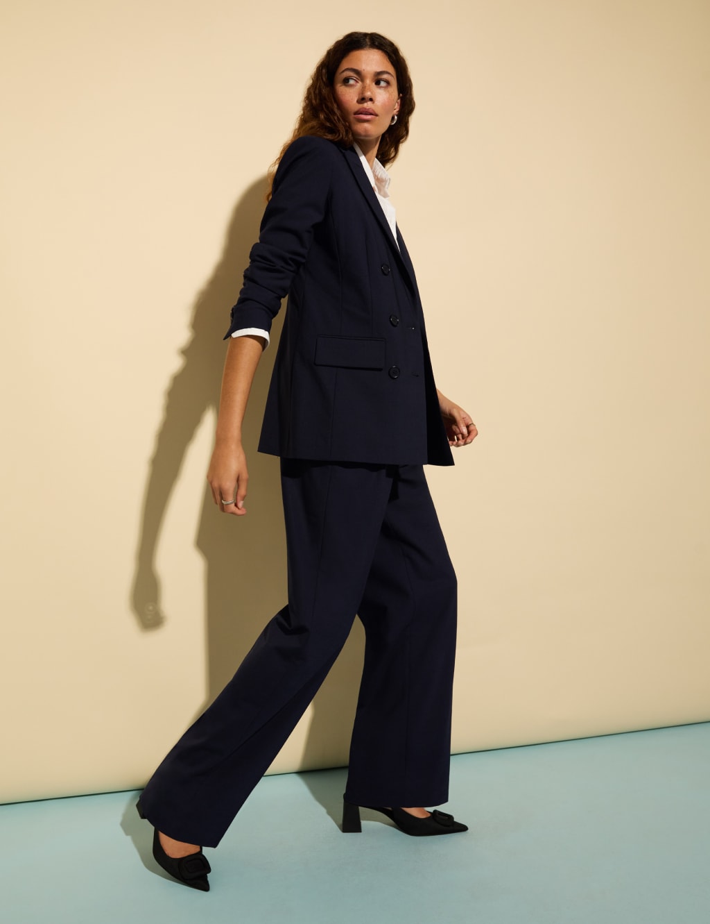 Wool Blend Pleat Front Straight Leg Trousers 4 of 6