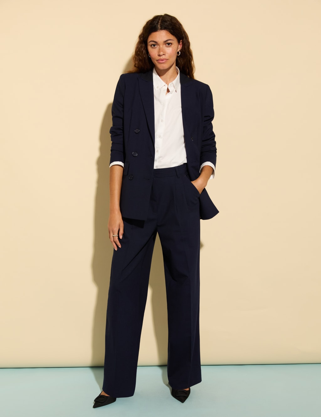 Wool Blend Pleat Front Straight Leg Trousers 5 of 6