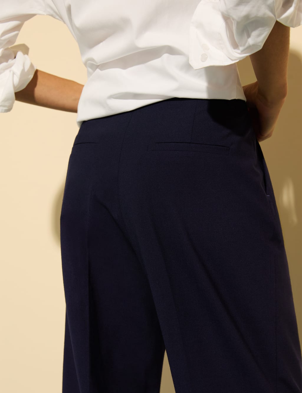 Wool Blend Pleat Front Straight Leg Trousers 6 of 6