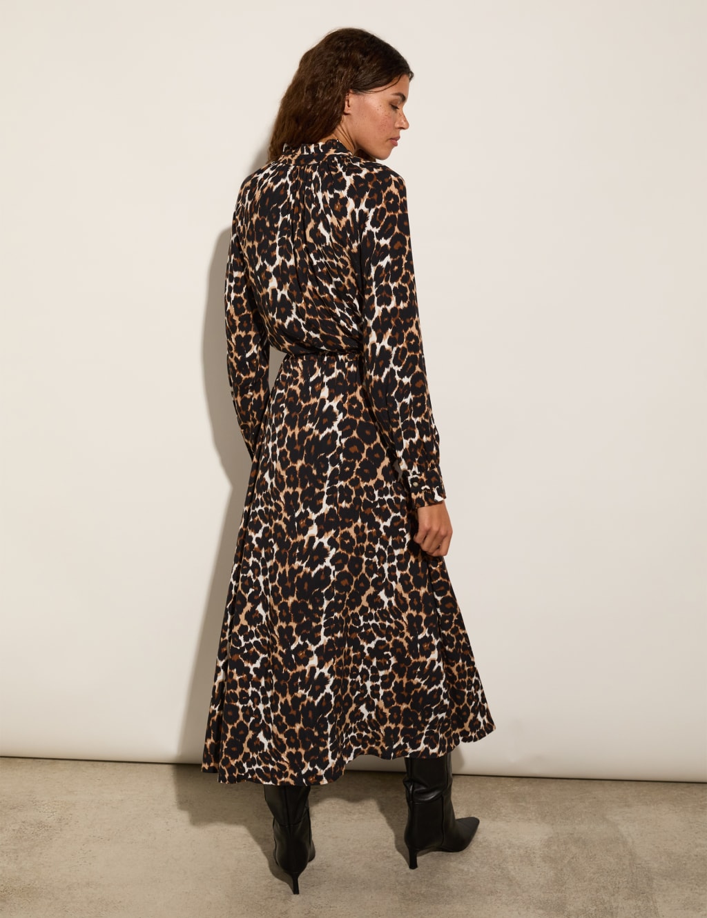Leopard Print Midi Shirt Dress 4 of 5