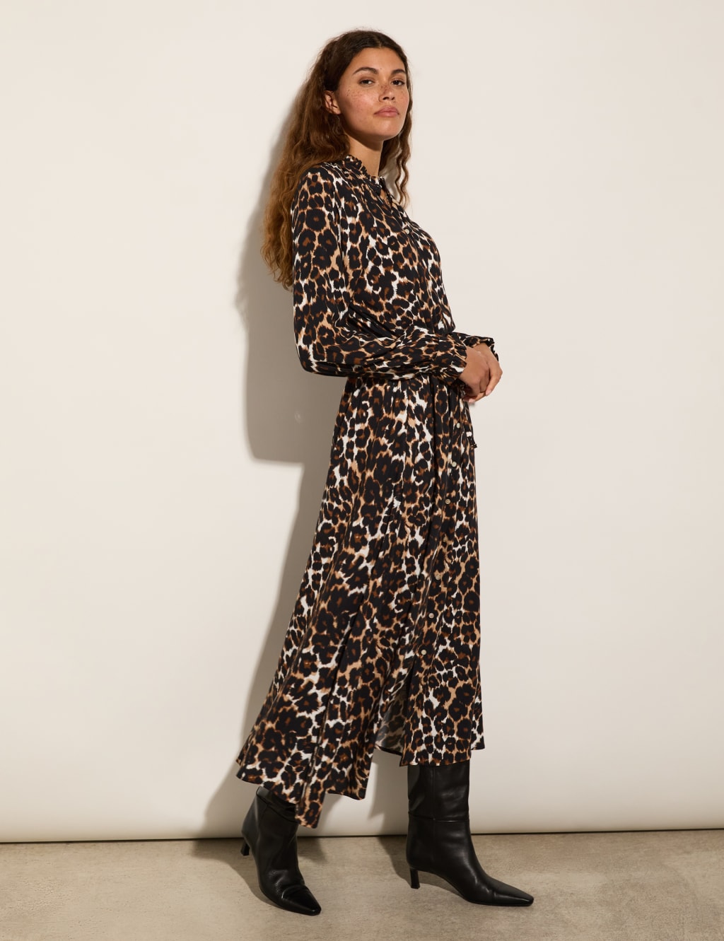 Leopard Print Midi Shirt Dress 5 of 5