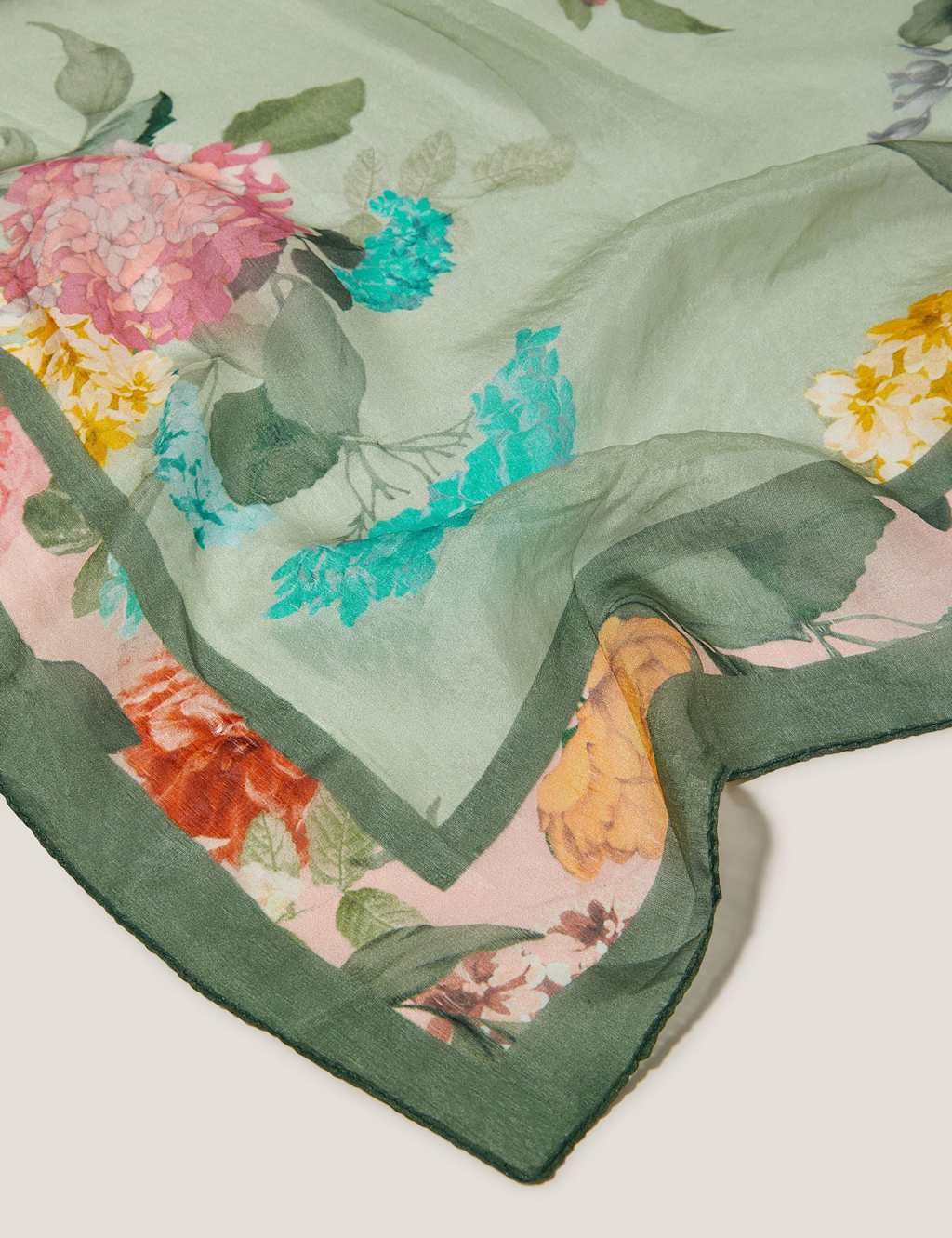 Pure Silk Floral Scarf 2 of 2