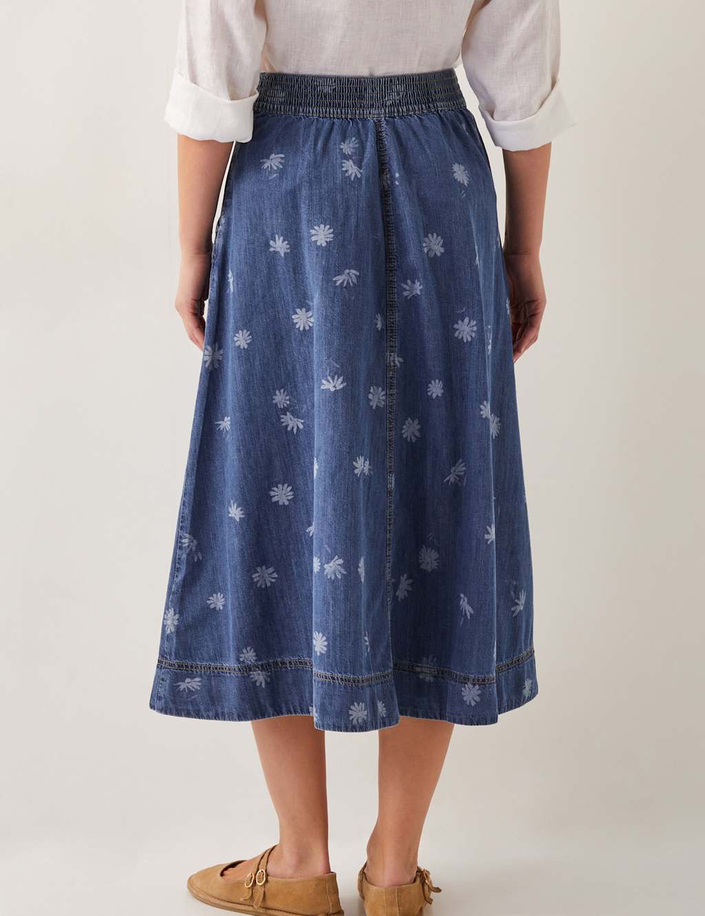 Denim Printed Midi Skirt 2 of 4