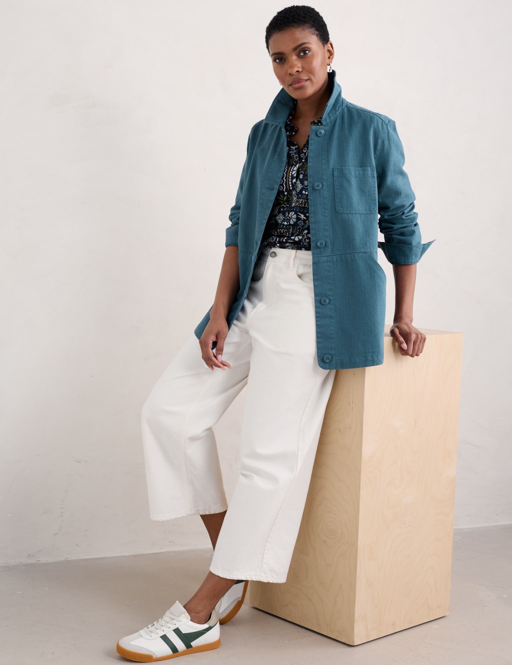 Linen Rich Collared Longline Utility Jacket