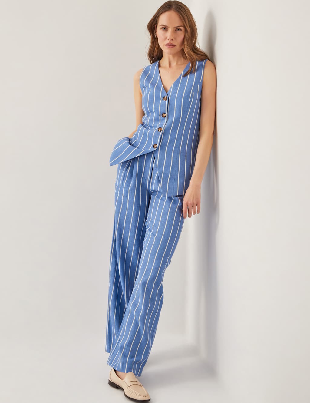 Linen Blend Striped Waistcoat 2 of 5
