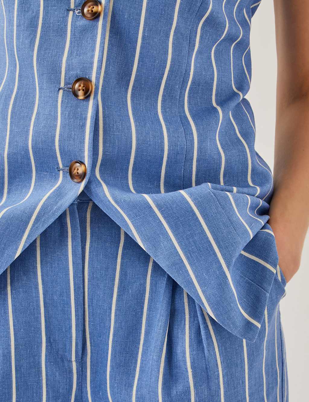 Linen Blend Striped Waistcoat 3 of 5