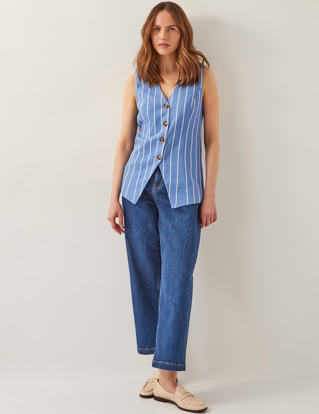 Linen Blend Striped Waistcoat 5 of 5