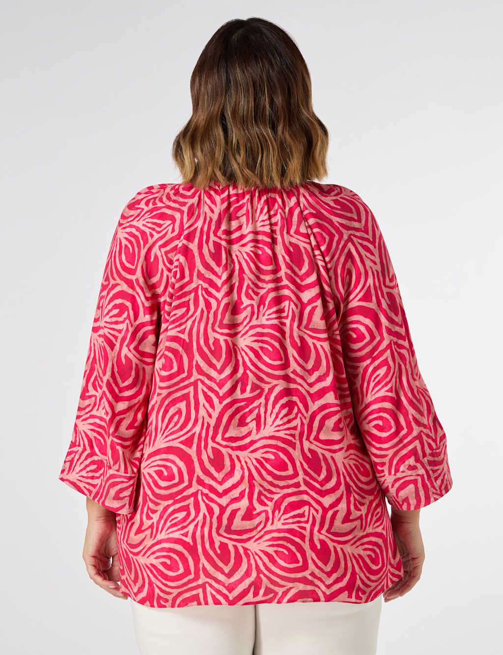 Abstract Print V-Neck Cropped Sleeve Blouse 3 of 3