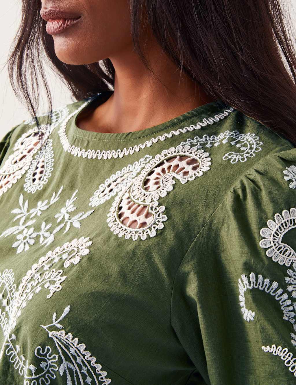 Pure Cotton Embellished Puff Sleeve Top 3 of 4