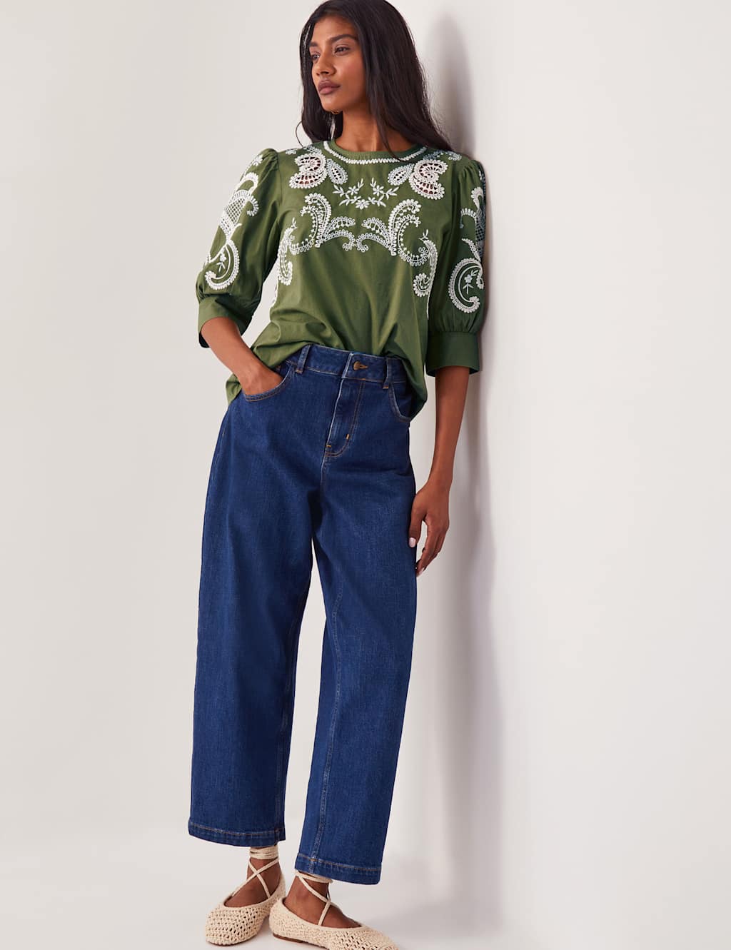 Pure Cotton Embellished Puff Sleeve Top 4 of 4