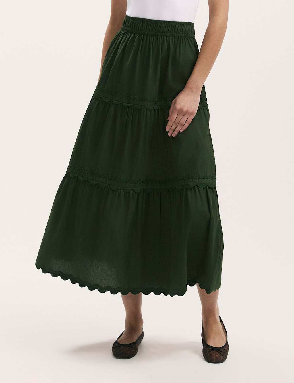 Pure Cotton Midi Tiered Skirt 2 of 4