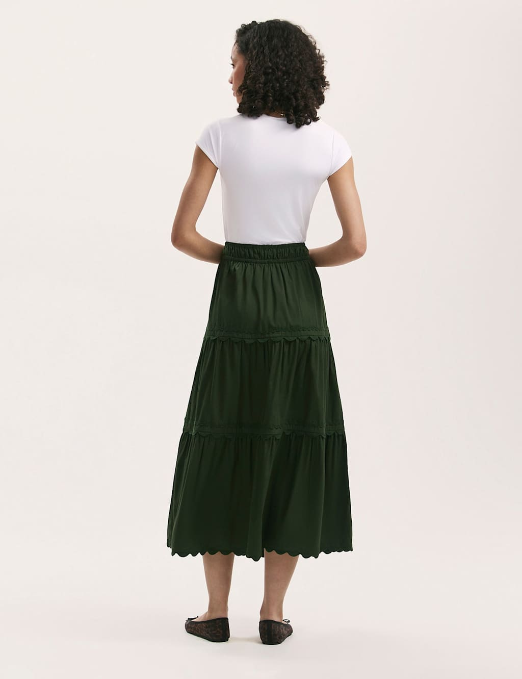 Pure Cotton Midi Tiered Skirt 3 of 4