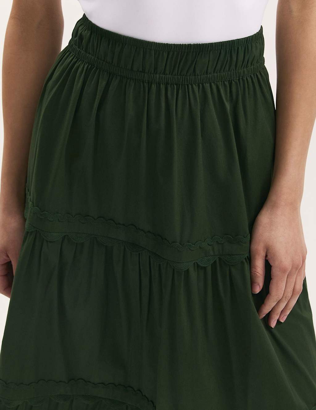 Pure Cotton Midi Tiered Skirt 4 of 4