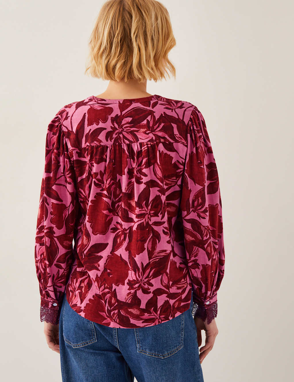 Cotton Rich Floral Lace Detail Blouse 4 of 4