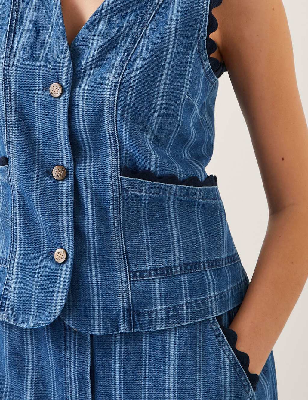 Pure Cotton V-Neck Button Through Waistcoat 3 of 4