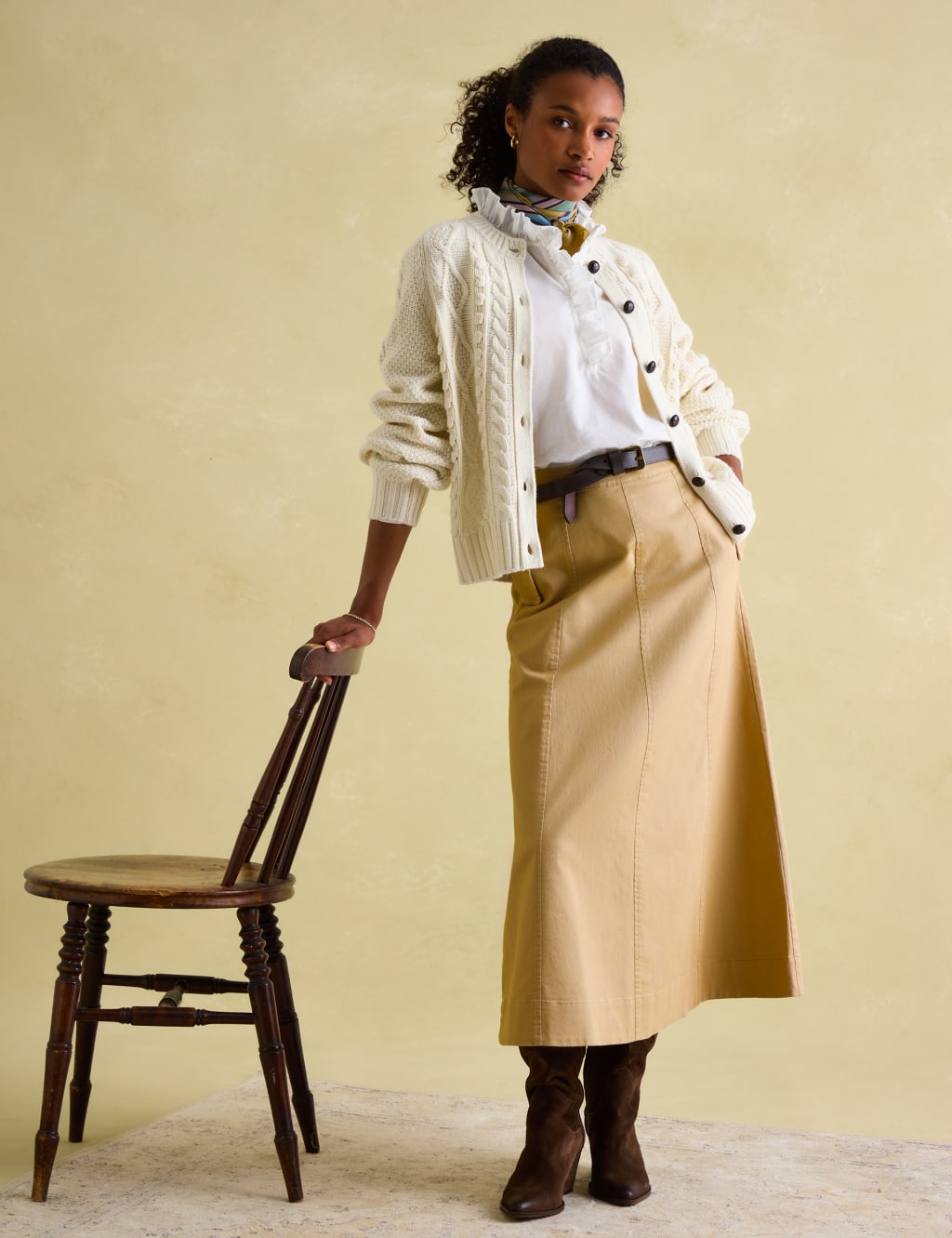 Cable Knit Cardigan with Wool 4 of 7