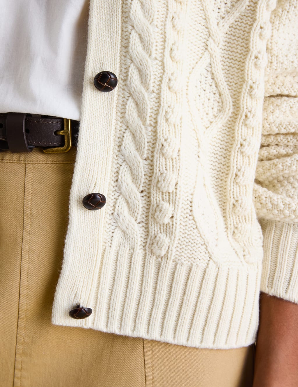 Cable Knit Cardigan with Wool