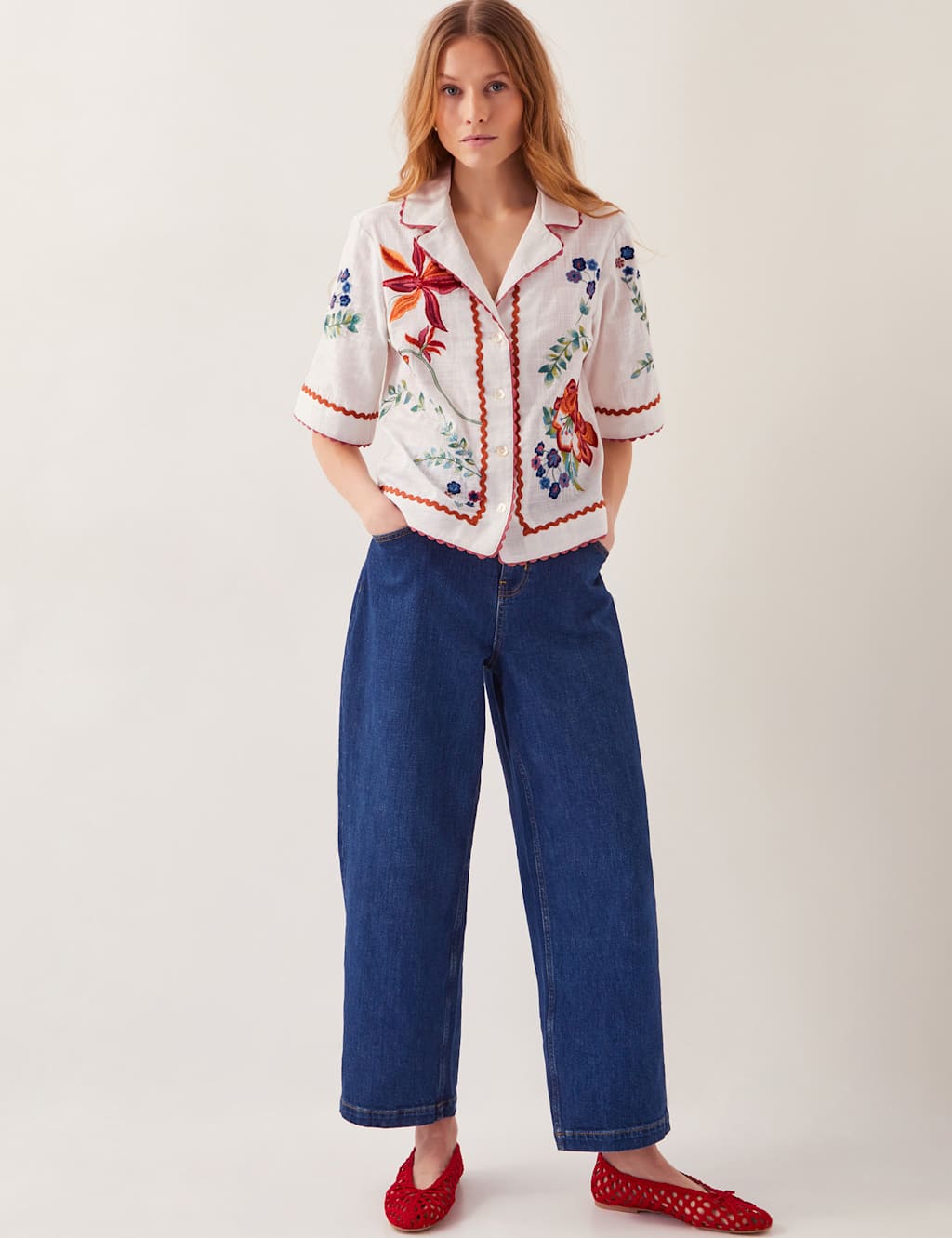 Pure Cotton Embellished Button Through Shirt 3 of 4