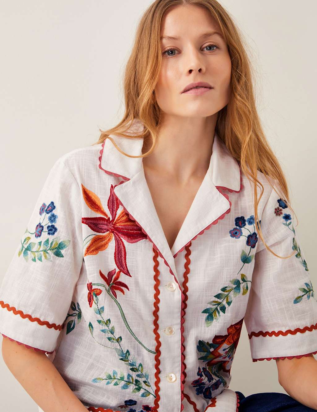 Pure Cotton Embellished Button Through Shirt 4 of 4