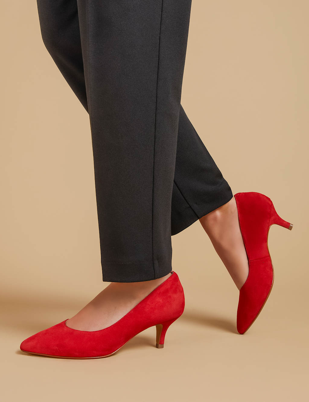 Suede Kitten Heel Pointed Court Shoes 1 of 6