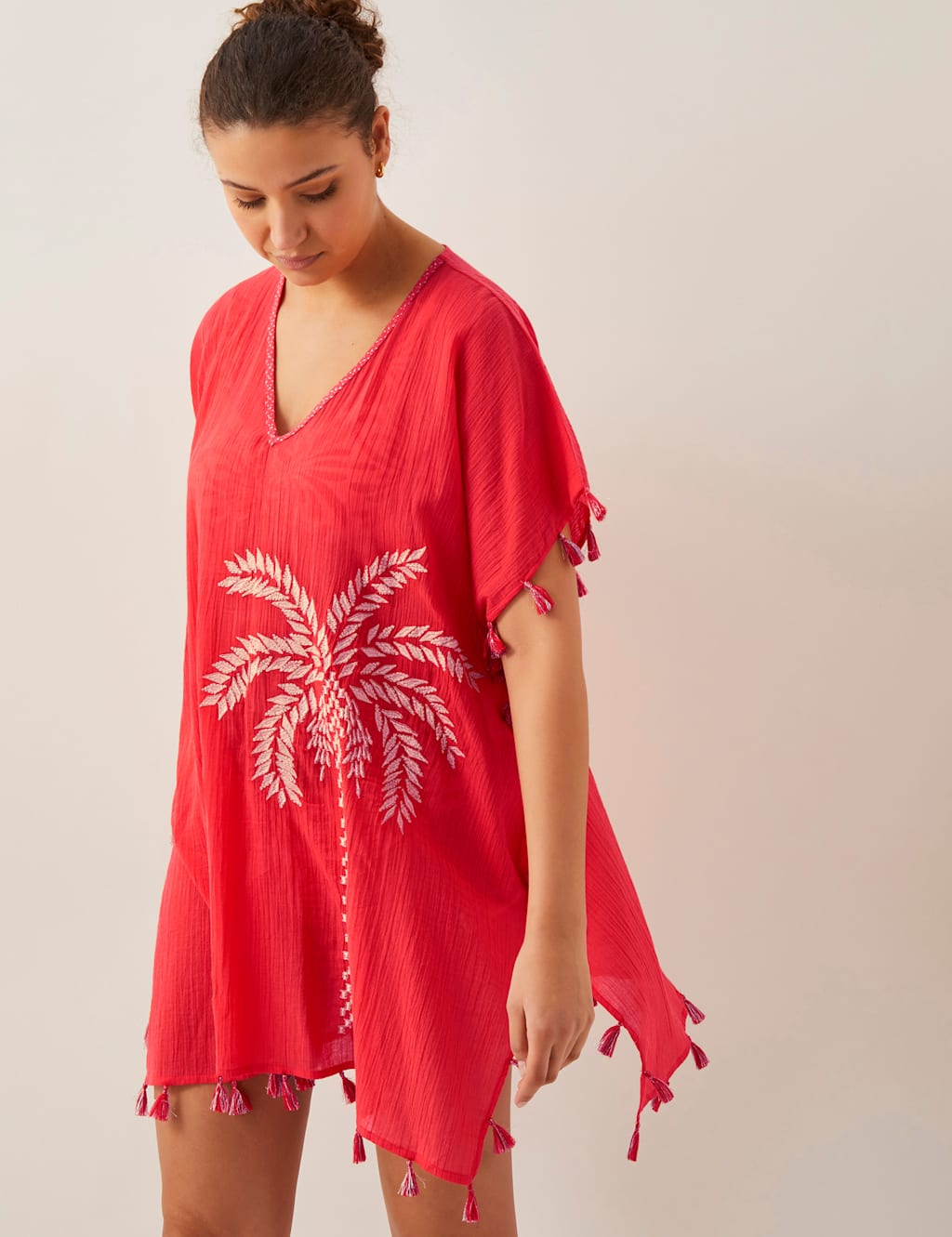 Pure Cotton Palm Tree Embroidered Kaftan 1 of 5