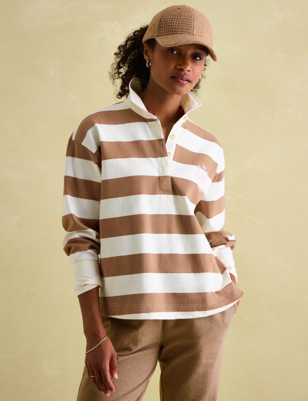 Pure Cotton Striped Collared Sweatshirt Joules M S