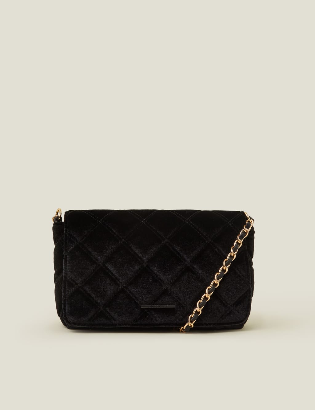 Velvet Quilted Chain Strap Cross Body Bag
