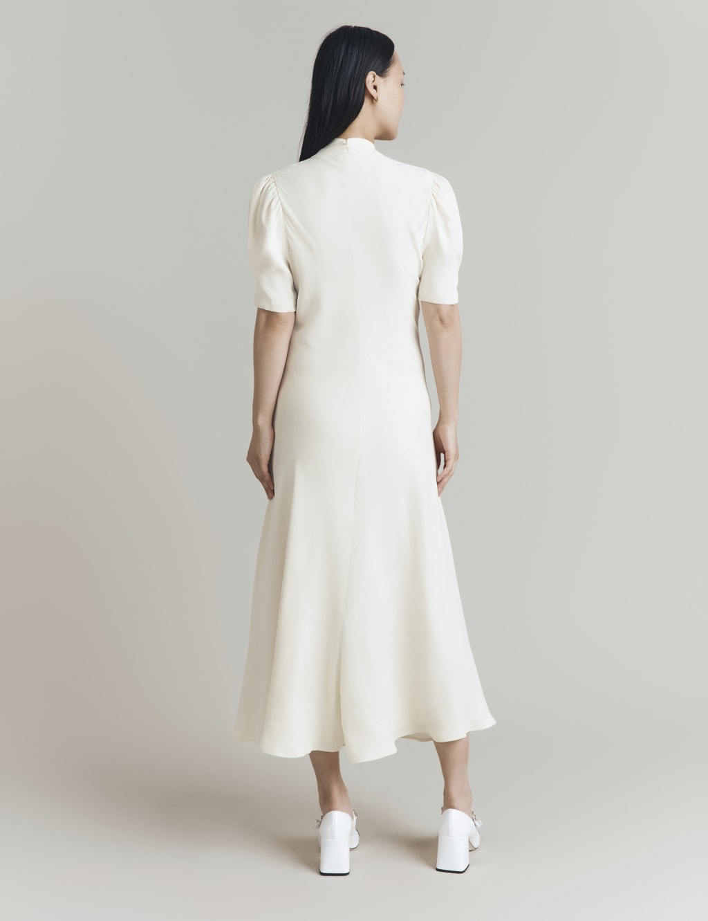 Crepe V-Neck Midi Tea Dress 3 of 5