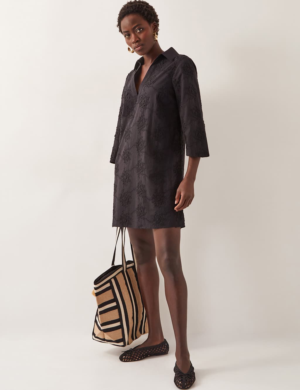 Pure Cotton Embroidered Mini Shift Dress 2 of 5