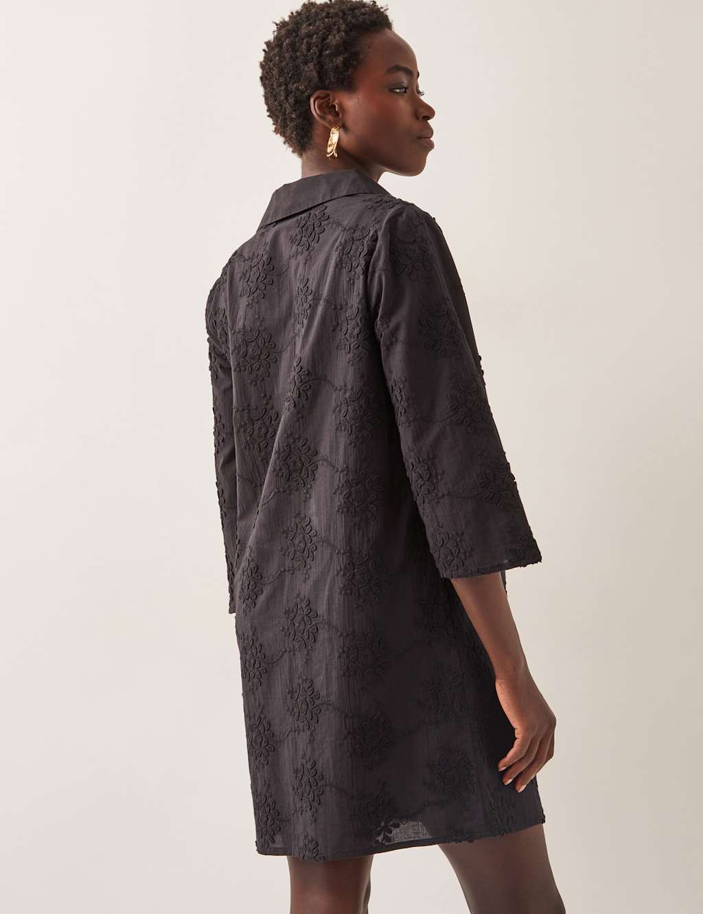 Pure Cotton Embroidered Mini Shift Dress 3 of 5