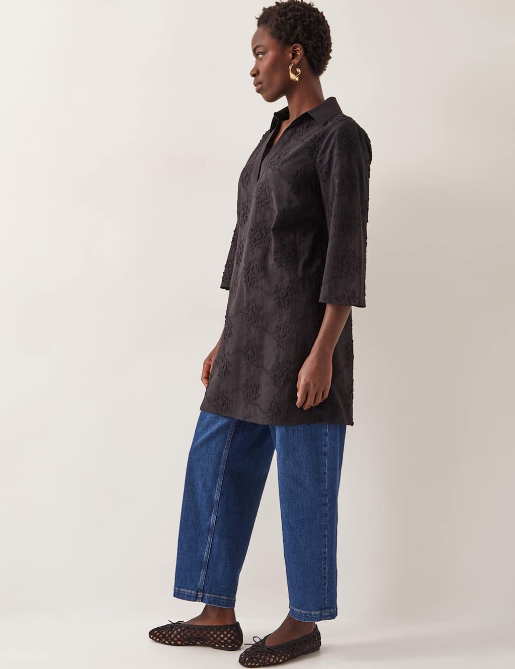 Pure Cotton Embroidered Mini Shift Dress 4 of 5