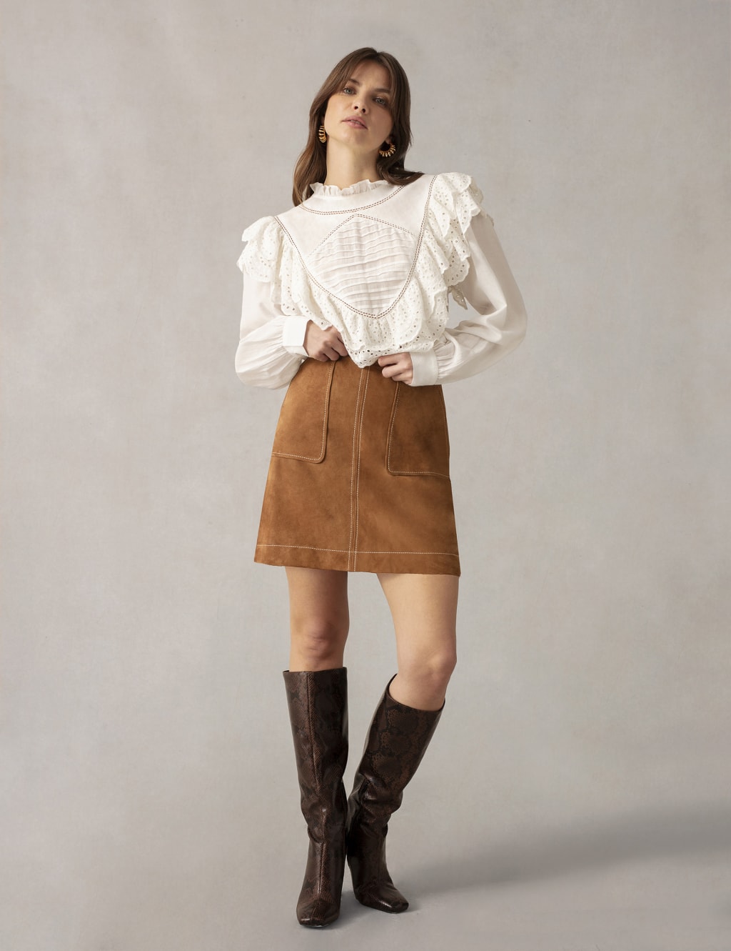 Suede Mini A-Line Skirt 3 of 4