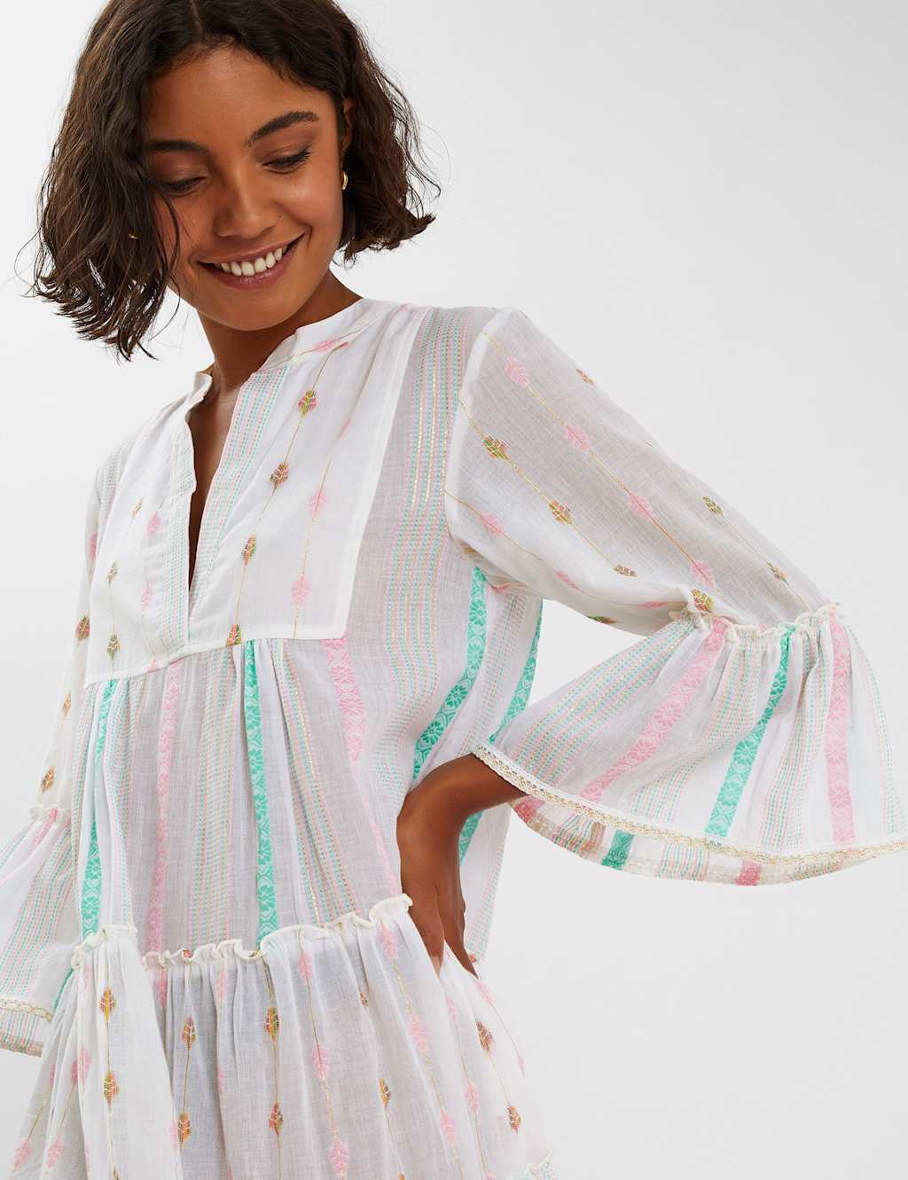 Pure Cotton Jacquard Mini Beach Dress 4 of 4