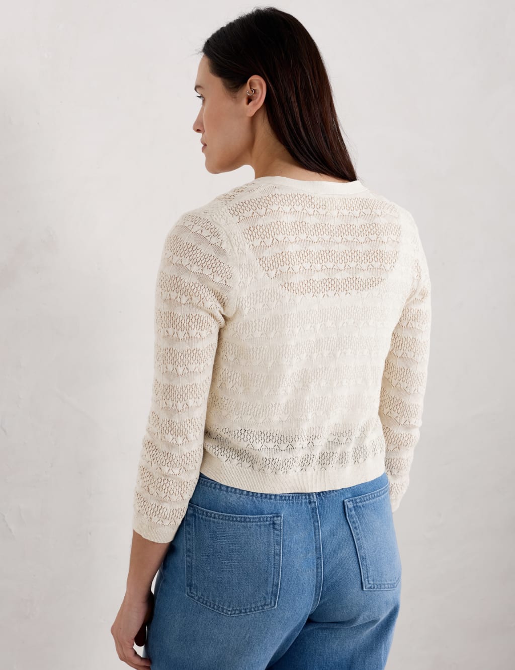 Pure Cotton Pointelle VNeck Cardigan Seasalt Cornwall M&S