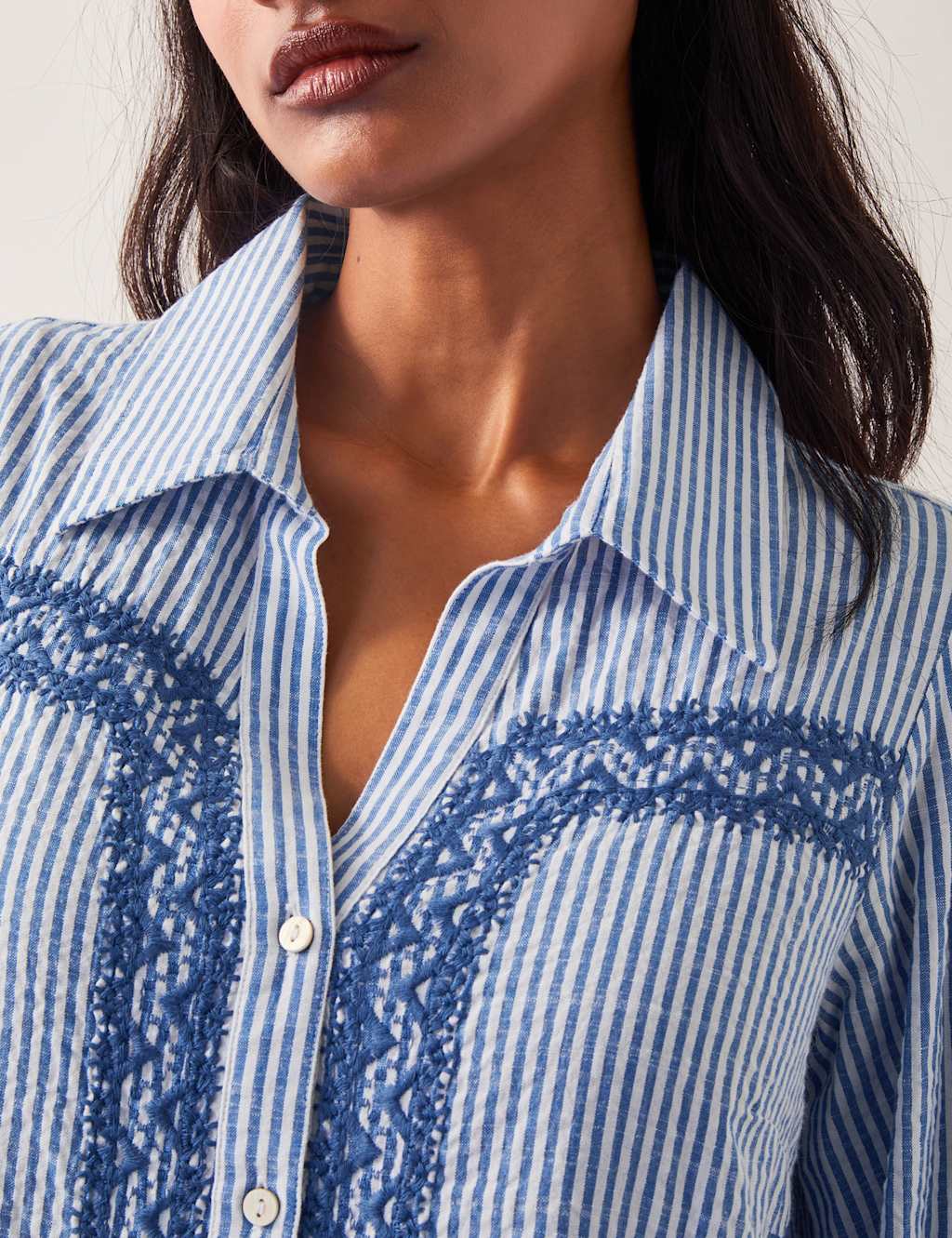 Pure Cotton Embroidered Midaxi Shirt Dress 2 of 4
