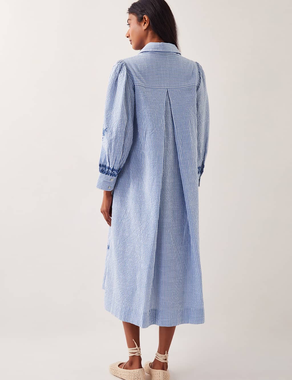 Pure Cotton Embroidered Midaxi Shirt Dress 3 of 4