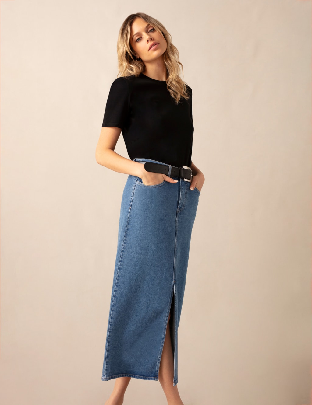 Denim Midi Skirt