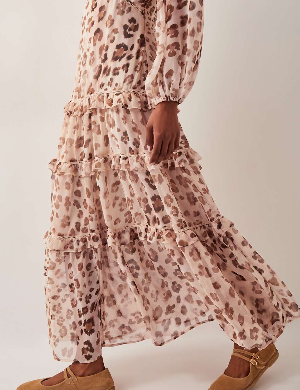 Leopard Print V-Neck Maxi Tiered Dress 3 of 4