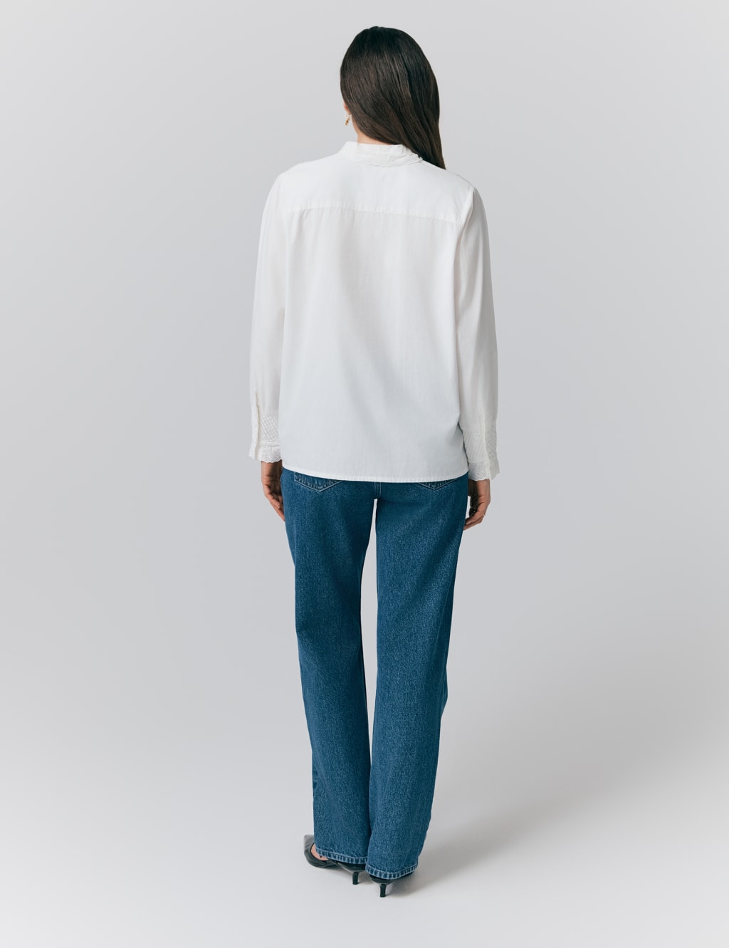 Pure Cotton EmbroideredLace Detail Shirt 2 of 4