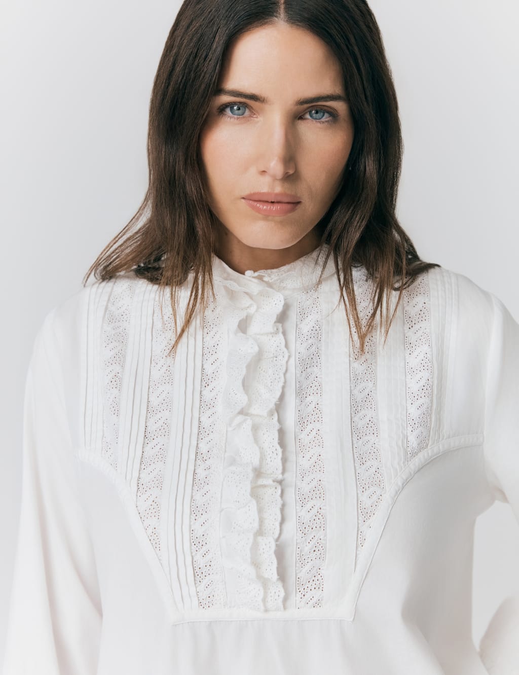 Pure Cotton EmbroideredLace Detail Shirt 3 of 4