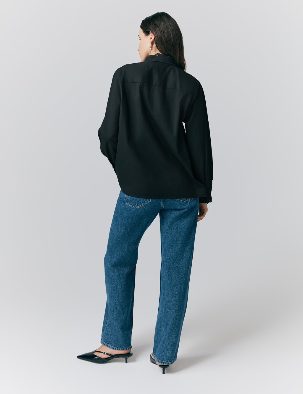 Pure Cotton EmbroideredLace Detail Shirt 2 of 4
