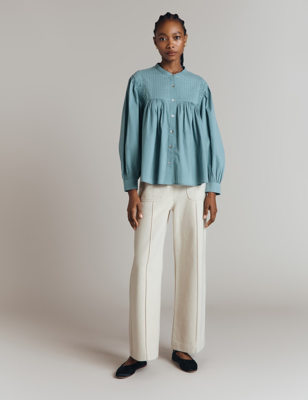 Pure Cotton Jacquard Blouse 4 of 5